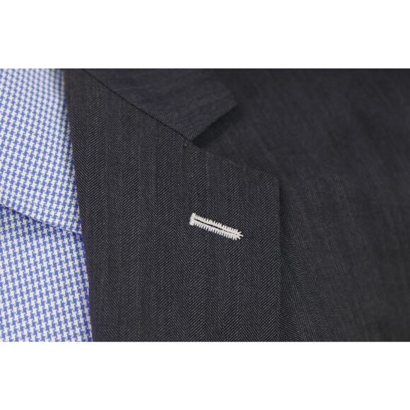 Sebastien Grey Custom Tailored Gray Herringbone 2-Btn Wool Blazer Jacket 44R - Picture 5 of 11